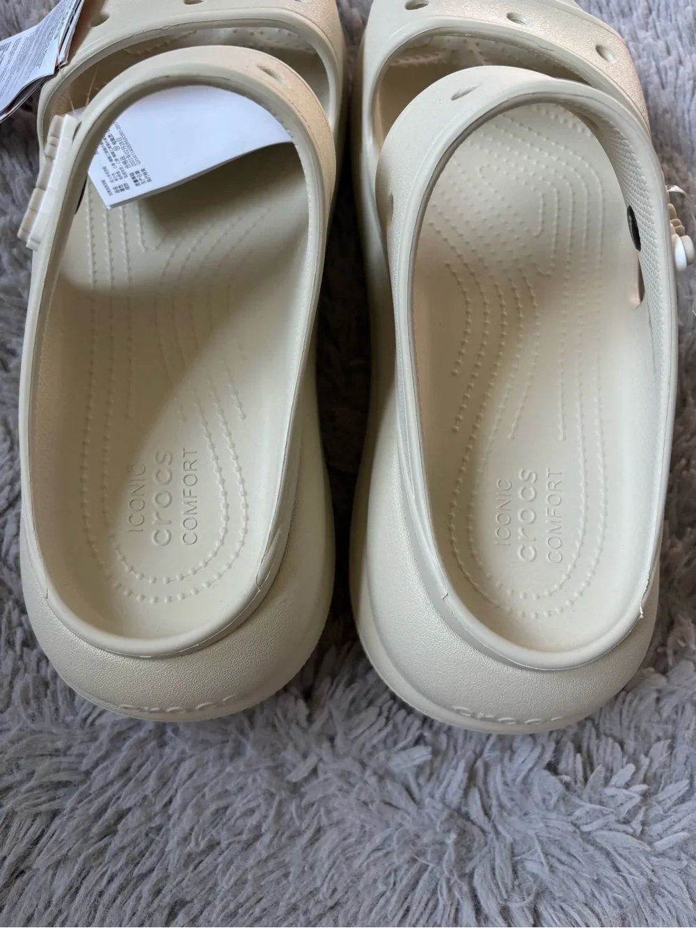 NWT CROCS Classic Cruch Platform Slide Sandals in Bone Men 10 women 12